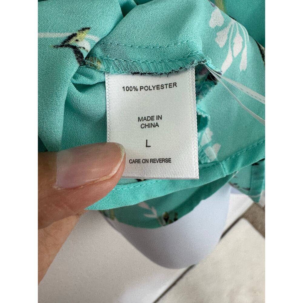 Soho NY&C Floral Tie-Neck Peplum Blouse NWT Size Large - Picture 2 of 6